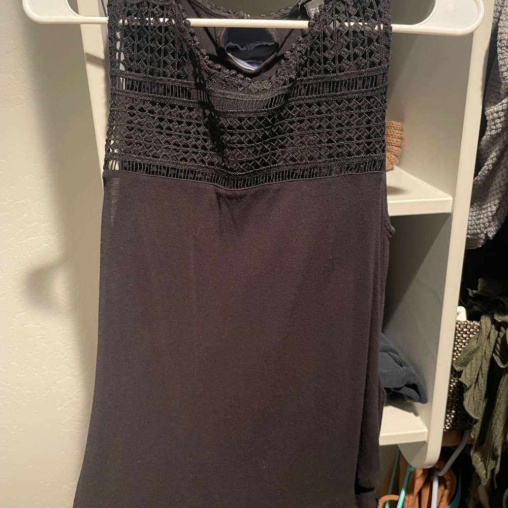 Black Sleeveless Top with Lace Detail